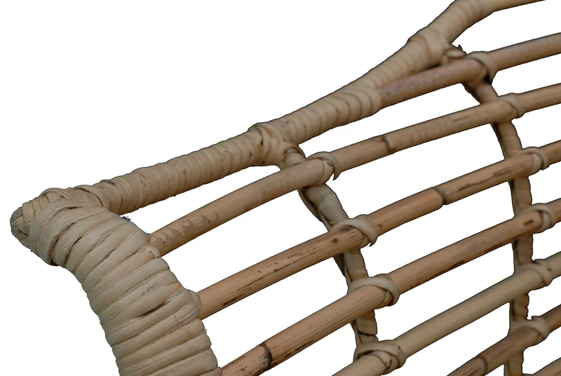korb.outlet FurnLAB Fauteuil en rotin avec Coussin et accoudoirs en rotin véritable avec Structure en Fer et Fauteuil en rotin Naturel
