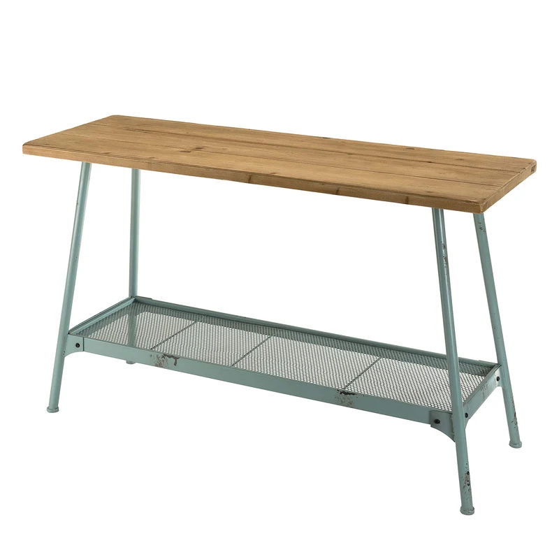 MACABANE HABY Table, Sapin, Bleu, 121X40X74,5