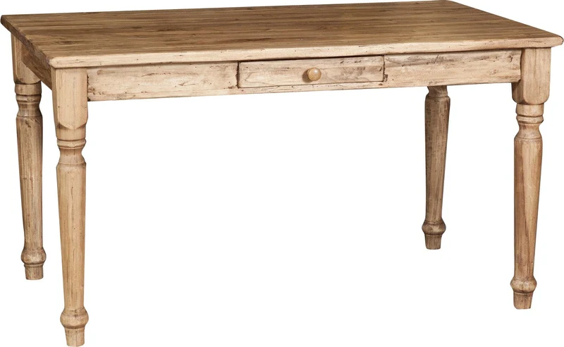 Biscottini Table Non Extensible Style Rustique en Bois Massif Finition de tilleulul Noyer L140xPR80xH80 cm