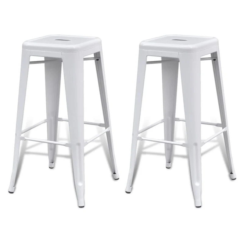 vidaXL 2 Tabourets de Bar Hauts Blanc Chaise de Bar Haute Tabourets Bar Mobilier de Bar