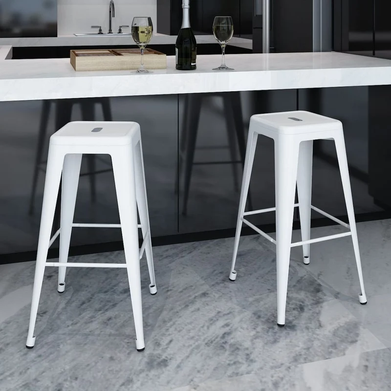 vidaXL 2 Tabourets de Bar Hauts Blanc Chaise de Bar Haute Tabourets Bar Mobilier de Bar