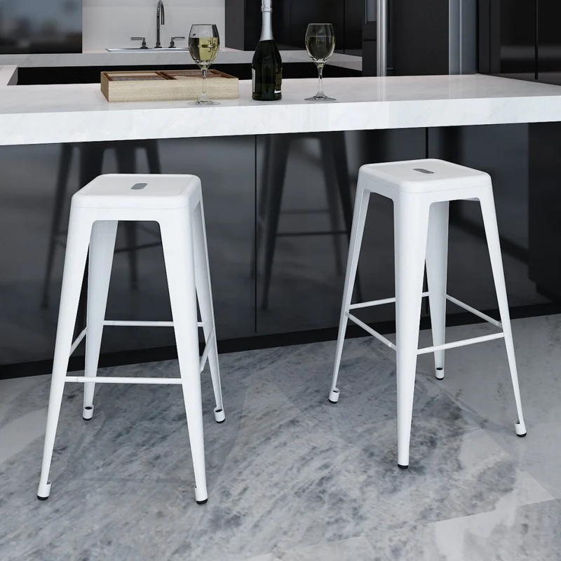 vidaXL 2 Tabourets de Bar Hauts Blanc Chaise de Bar Haute Tabourets Bar Mobilier de Bar