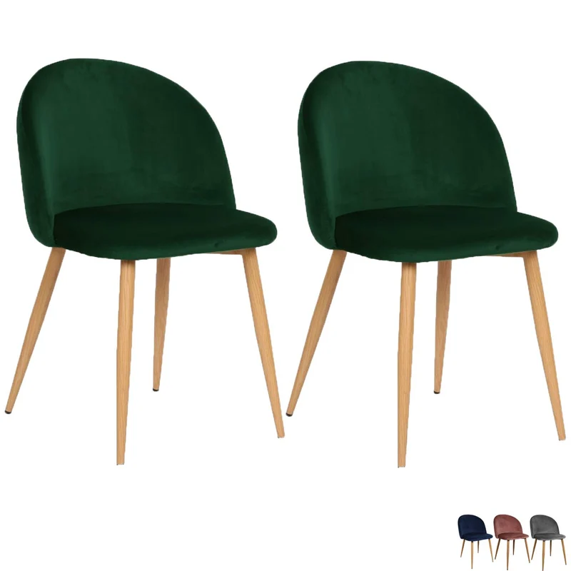 Nimara Chaise en velours au design scandinave, chaise de salle à manger et chaise de cuisine en tissu, chaise de salle à manger rose, gris, vert foncé, vert et bleu