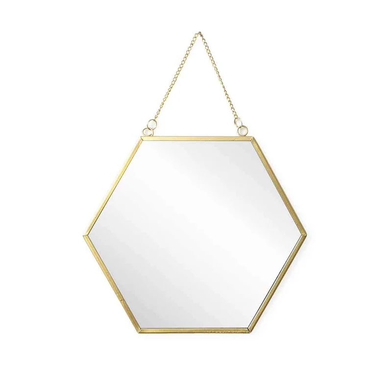 Black Velvet Studio Miroir Mural Mirror Round Mural décoratif, métal, rotin Naturel, Style Ethnique, Nordique, pour Salle de Bain ou Hall d'entrée, Coleur d'or, 26x30x1 cm.