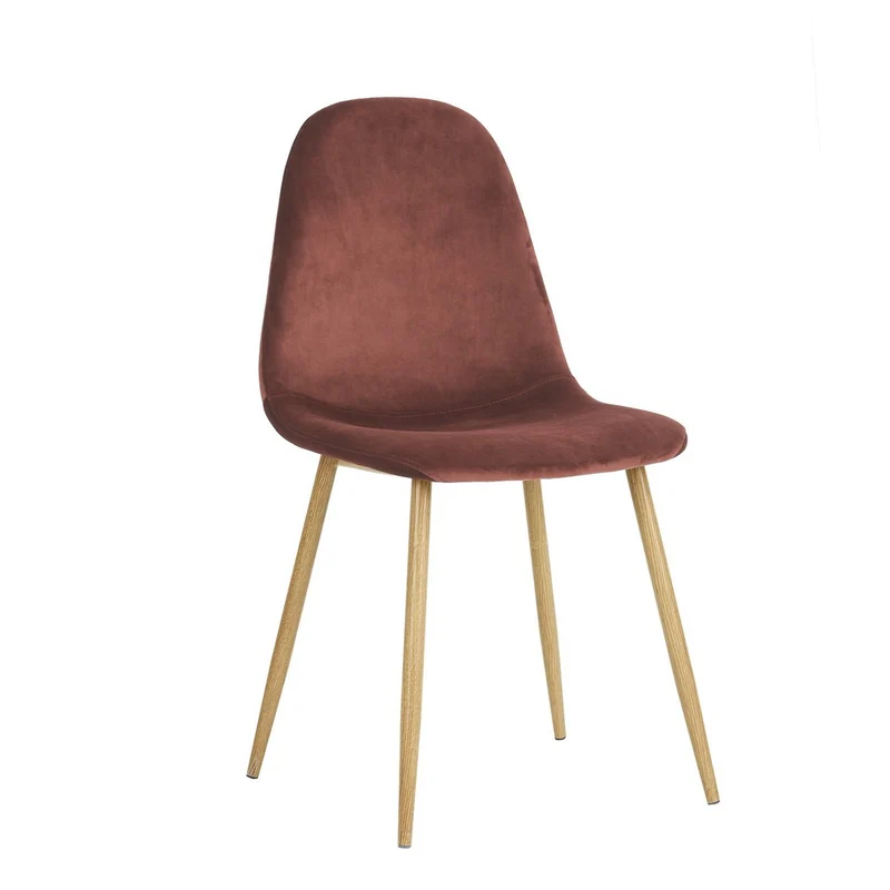 Yata Home Lot de 4 Chaises 44x44x87cm Rose Anthracite Tendance Scandinave Velours Pied Métal Look Bois Salle à Manger Salon Bureau Chambre