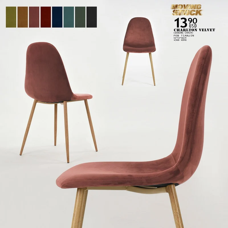 Yata Home Lot de 4 Chaises 44x44x87cm Rose Anthracite Tendance Scandinave Velours Pied Métal Look Bois Salle à Manger Salon Bureau Chambre