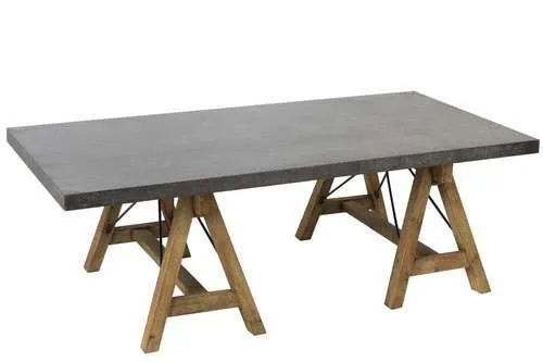 Le drugstore modern Table de Salon sur tréteaux en Bois et métal Gris