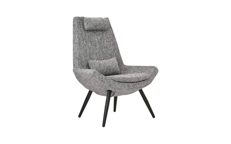 BHDesign Miranda - Fauteuil Moderne scandinave - 2 Coussins de Confort - Tissu - Gris Argenté