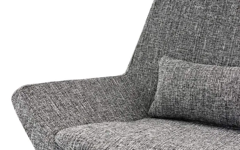 BHDesign Miranda - Fauteuil Moderne scandinave - 2 Coussins de Confort - Tissu - Gris Argenté