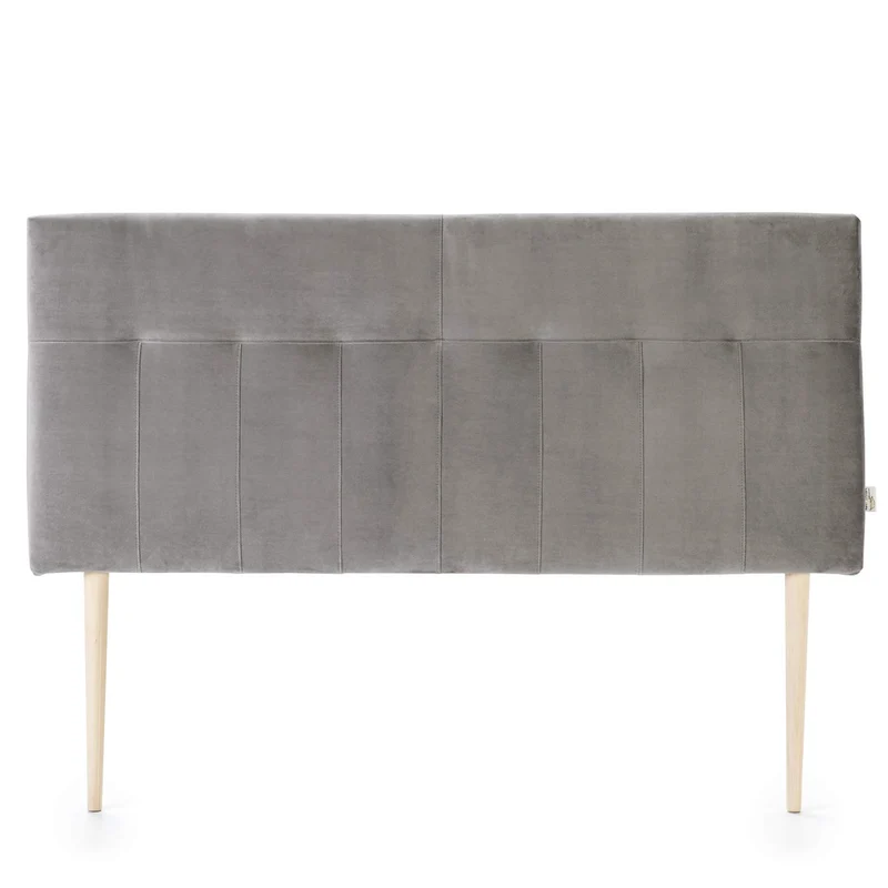 marcKonfort Tête de lit tapissée Napoles 160X100 cm Gris, pour Couchage de 160, Velours, Pieds en Bois, quaincaillerie Incluse