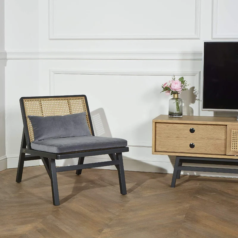 Robin des bois - Fauteuil en cannage, LALALA, chêne laqué Noir