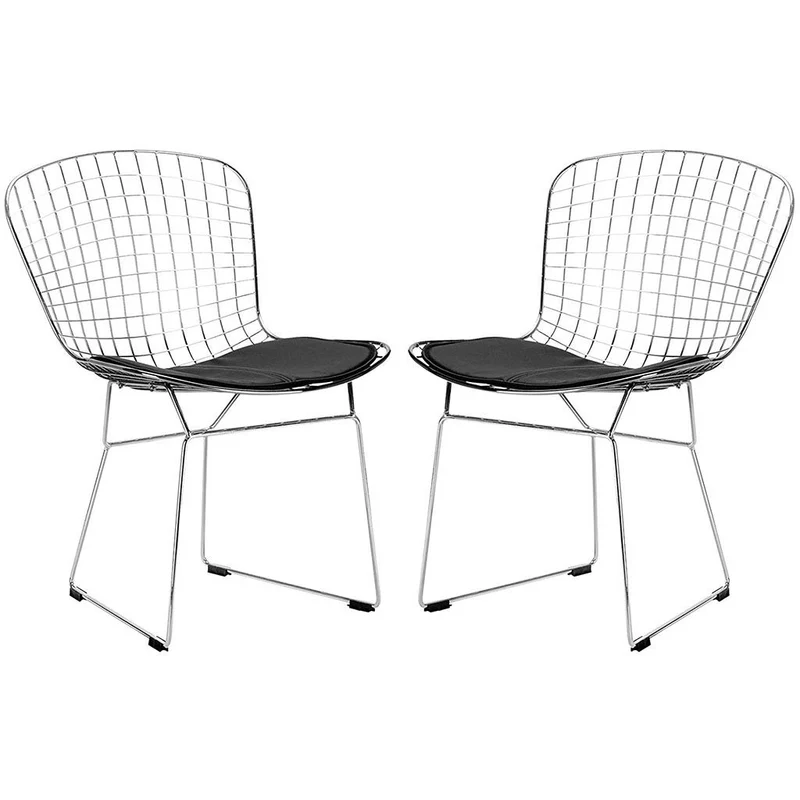 Chaise De Salle à Manger En Fer Moderne, Chaise Creuse, Fauteuil Décoration De Maison Moderne Avec Chaise En Café, (ensemble De 2),Noir