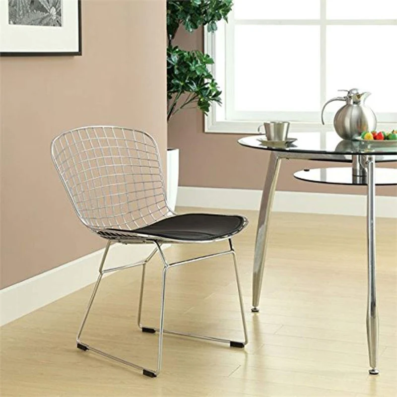Chaise De Salle à Manger En Fer Moderne, Chaise Creuse, Fauteuil Décoration De Maison Moderne Avec Chaise En Café, (ensemble De 2),Noir