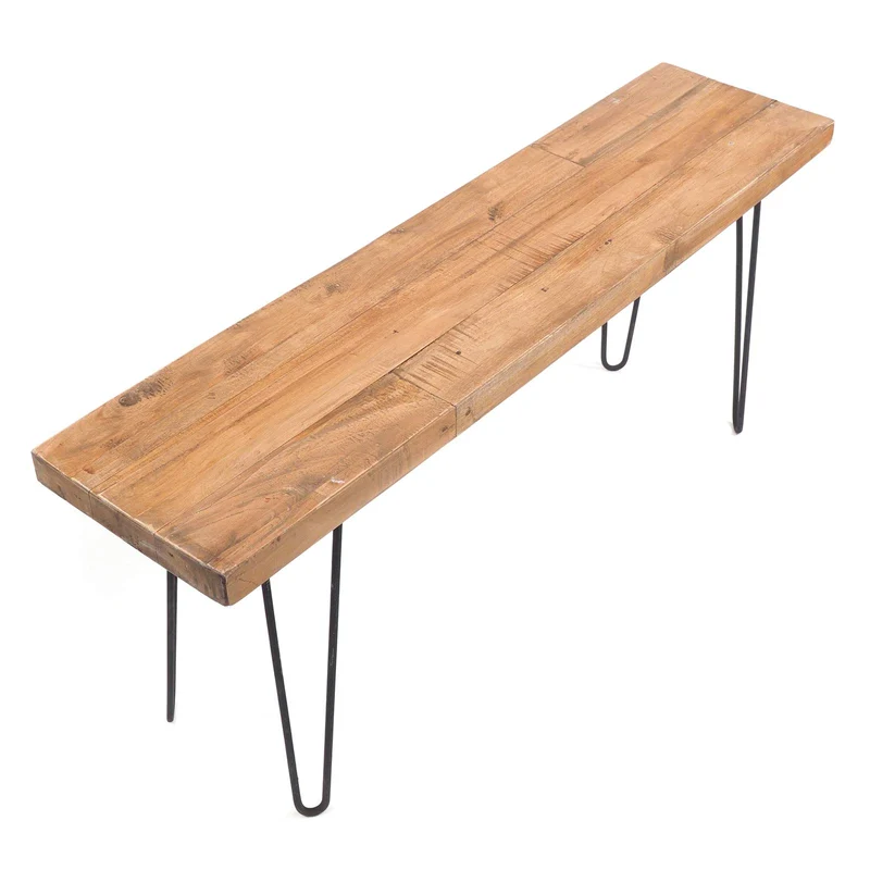 Banc de Table Design décoratif en Bois recyclé avec Armature en métal 50 x 120 cm