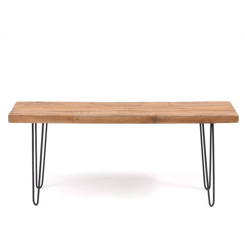 Banc de Table Design décoratif en Bois recyclé avec Armature en métal 50 x 120 cm