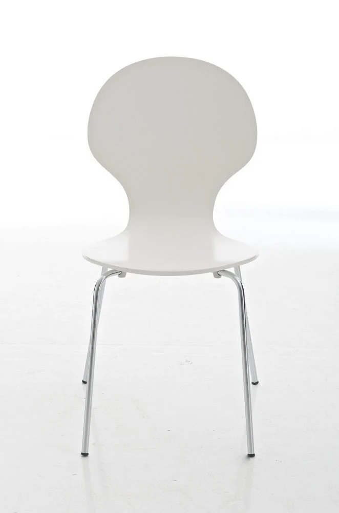 CLP Lot de 4 Chaises Empilables Robustes Diego, Chaises Empilables en Bois avec Dossier, Siège Confortable en Forme Ergonomique, Hauteur Assise 45 cm, Charge Max/Chaise 120 kg, 12 Couleurs: Blanc