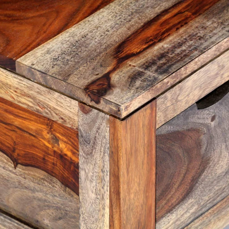 Tidyard Table Basse avec 6 Tiroirs en Bois de Sesham Massif Style Vintage Gris 100 x 55 x 30 cm
