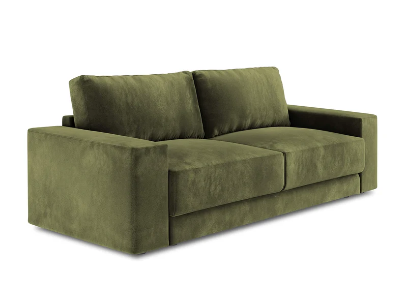 Milo Casa Canapé Velours Convertible, Gaia, 4 Places, Vert, 250x100x84