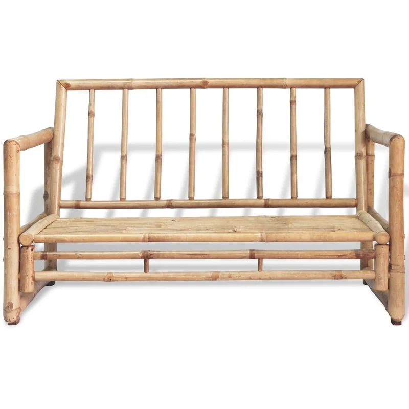 Festnight Banc en Bambou 2 Places avec Coussin pour Salon de Jardin 115 x 65 x 72 cm