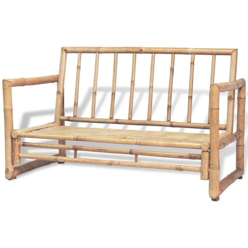 Festnight Banc en Bambou 2 Places avec Coussin pour Salon de Jardin 115 x 65 x 72 cm