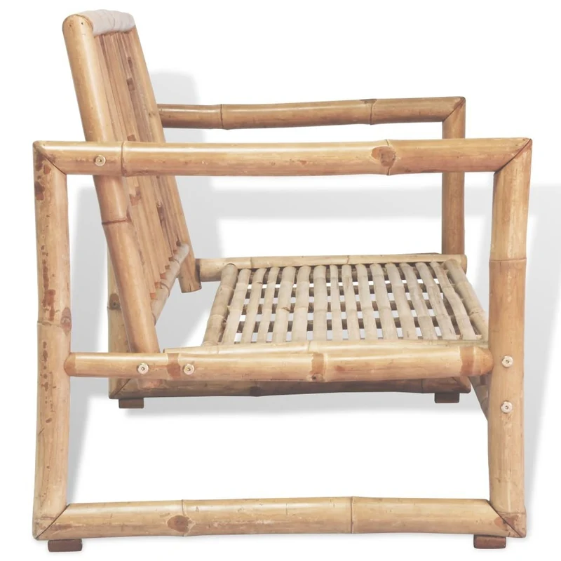 Festnight Banc en Bambou 2 Places avec Coussin pour Salon de Jardin 115 x 65 x 72 cm