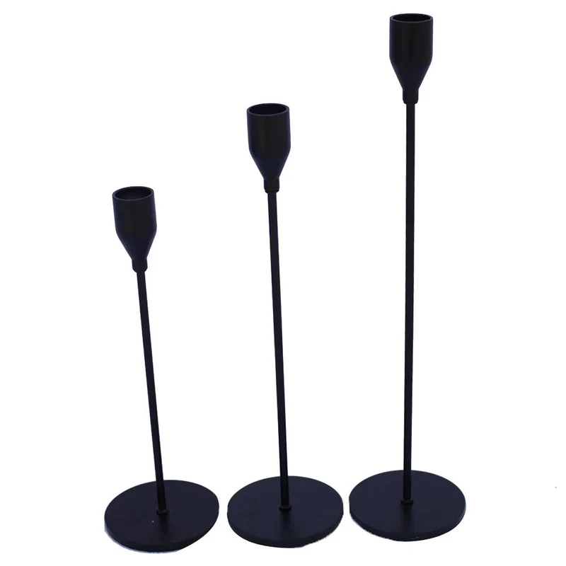F Fityle Lot de 3 Photophores Modernes/Grands Bougeoirs - Métal Noir - Noir + Noir, comme décrit