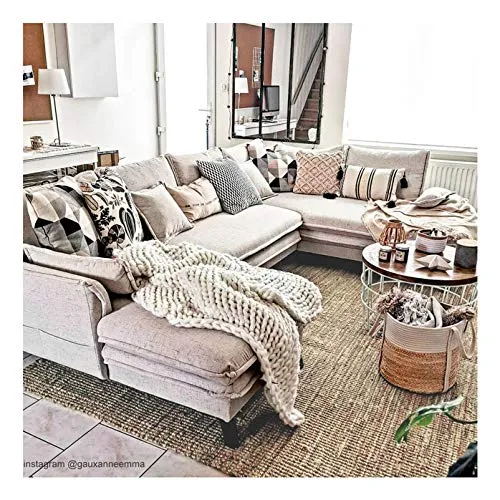 Decoweb Tapis Naturel Bohème 100% Jute - Naturel (120 x 170 cm)
