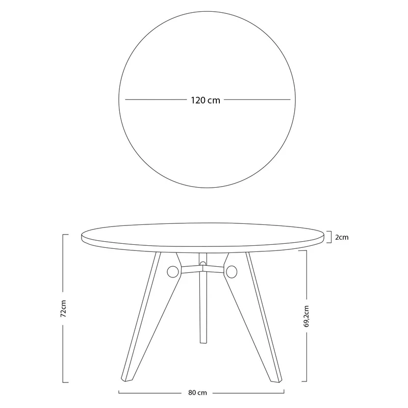 Vaukura Table de Salle à Manger Ø120 - Table Ronde en Bois