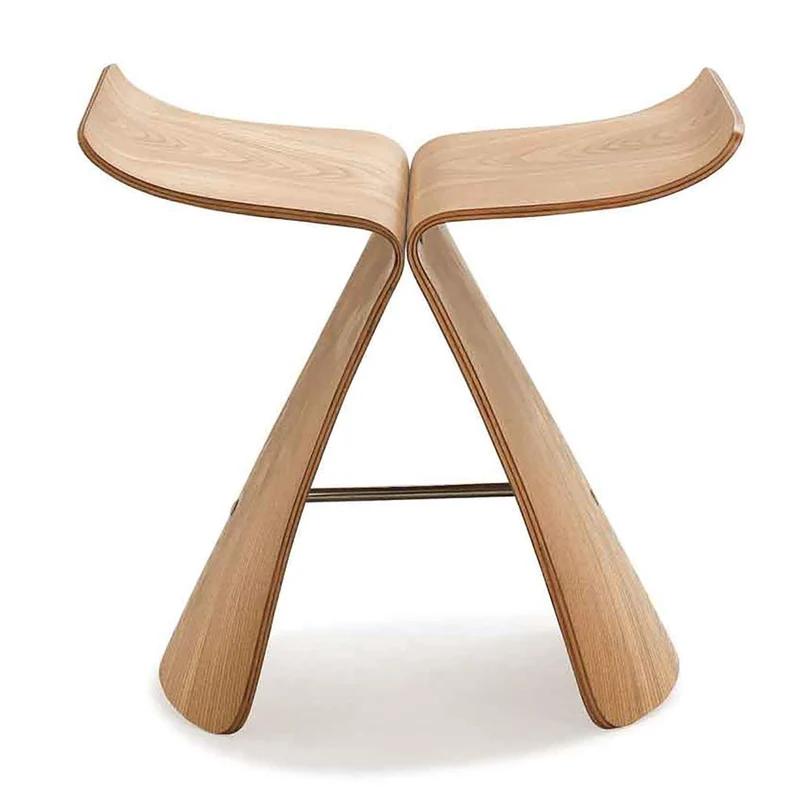ZZFF Tabouret De Pied en Bois Plein,Stool Papillon Original Style Japonais Low Stool Japonais Changer Chaussures Stool Spa Chaise pour Bain Lit Salon Naturel 44x31x42cm(17x12x17inch)