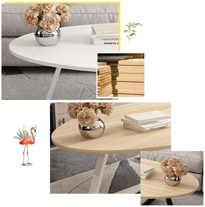 Y-CJ Table d'appoint Moderne de Salon de Table Basse en Bois Ovale pour Petits espaces, Meubles de Salon, Table pour Espace d'attente, Tables d'extrémité 100x50x45cm