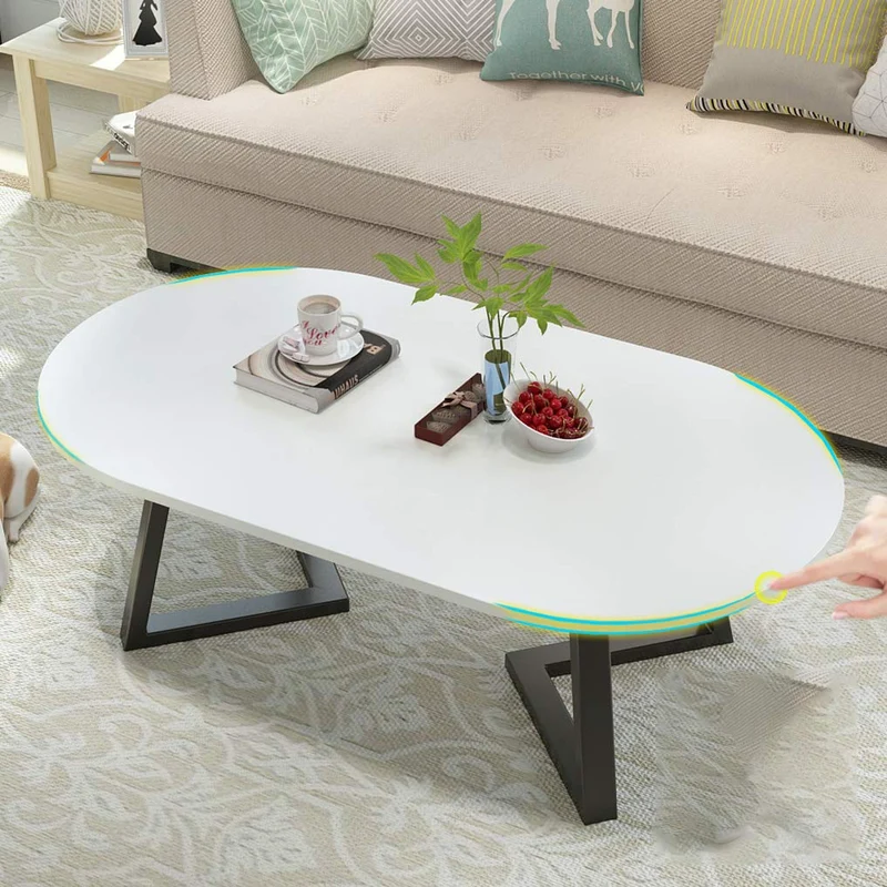 Y-CJ Table d'appoint Moderne de Salon de Table Basse en Bois Ovale pour Petits espaces, Meubles de Salon, Table pour Espace d'attente, Tables d'extrémité 100x50x45cm