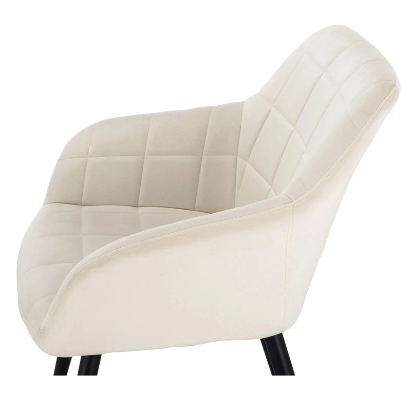 WOLTU 1 pièce Chaise de Salle à Manger Chaise de Cuisine rembourrée en Velours, Pied en métal,Crème Blanc BH93cm-1
