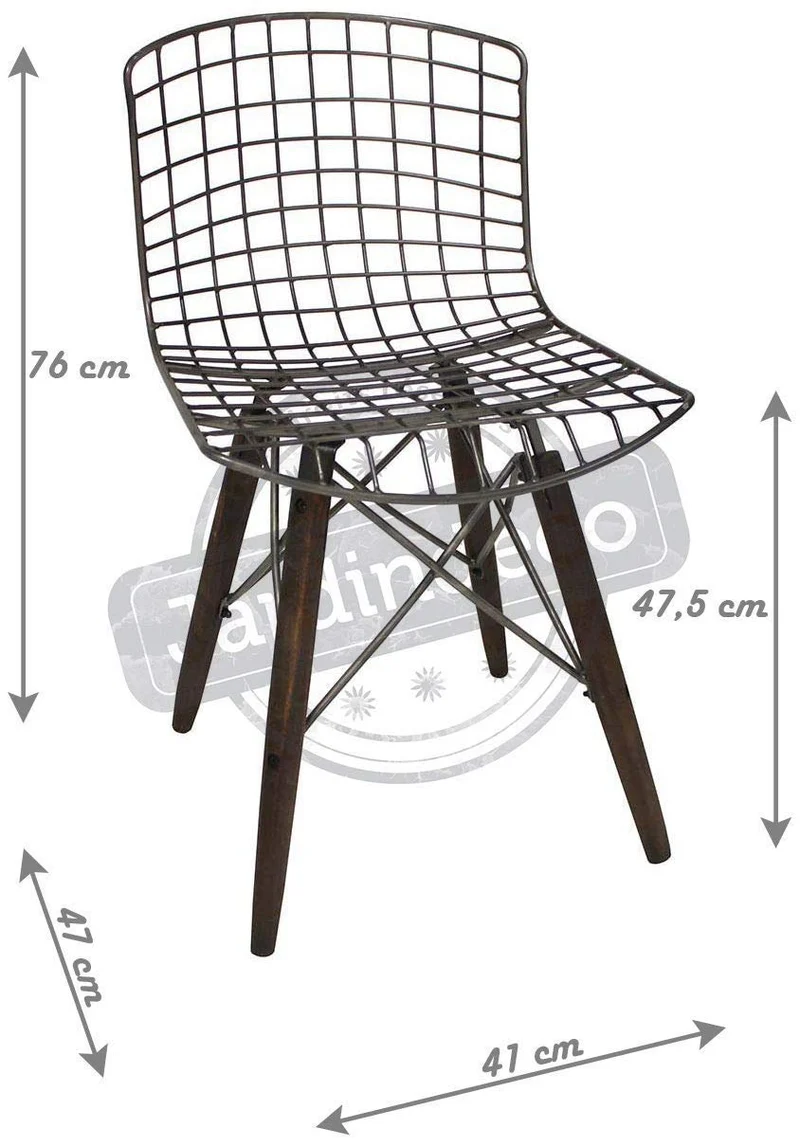 Wadiga Chaise Design Fil de Fer et Pieds en Bois