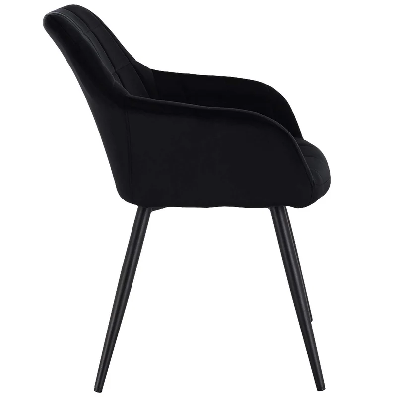 WOLTU Lot de 2 Chaises de Salle à Manger avec accoudoirs, Chaise de Salon Structure en métal et Assise en Velours,Noir BH93sz-2