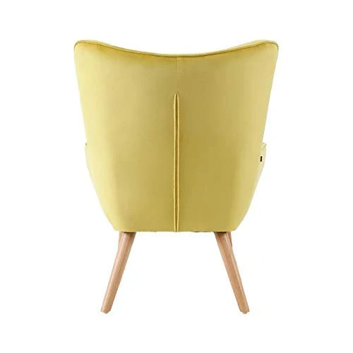 ZONS YPOS Fauteuil en Velours et Pieds en Bois 69x76xH98cm Jaune