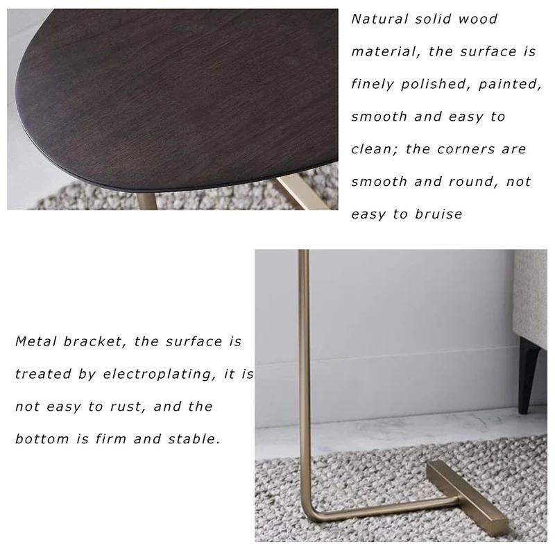 Tables Basses Table D'appoint Table d'angle en Fer Forgé Canapé Table D'appoint Table D'étude Simple Salon Petite Table Basse (Color : Black, Size : 40 * 30 * 60cm)