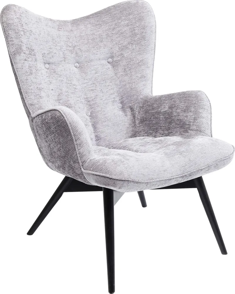 Kare Design Vicky Fauteuil de Salon en Velours Velours avec Structure en Bois foncé