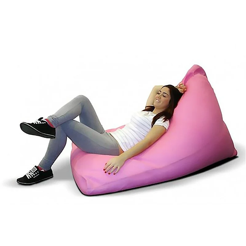 Beanbag Pouf Lounge Triangle Cuir synthétique XL 160 x 120 cm Beige