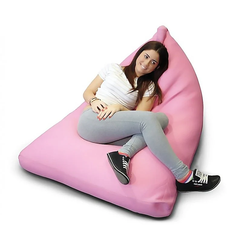 Beanbag Pouf Lounge Triangle Cuir synthétique XL 160 x 120 cm Beige
