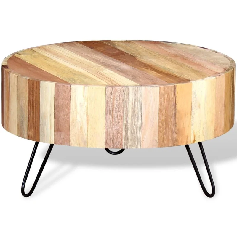 vidaXL Table Basse Bois de Récupération Massif Table d'Appoint Salon Canapé
