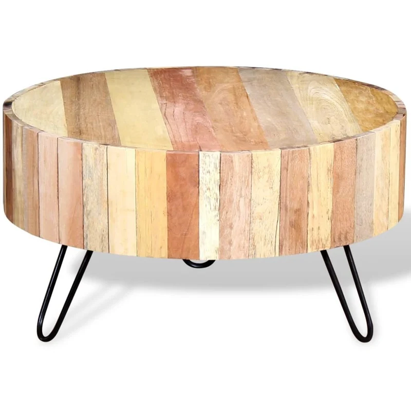 vidaXL Table Basse Bois de Récupération Massif Table d'Appoint Salon Canapé