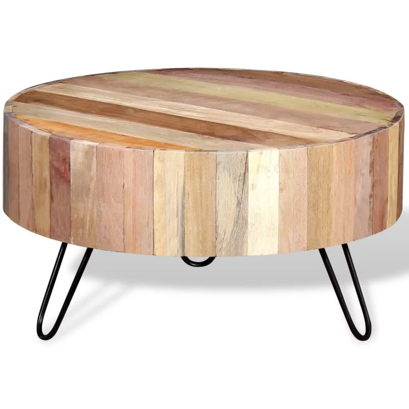 vidaXL Table Basse Bois de Récupération Massif Table d'Appoint Salon Canapé