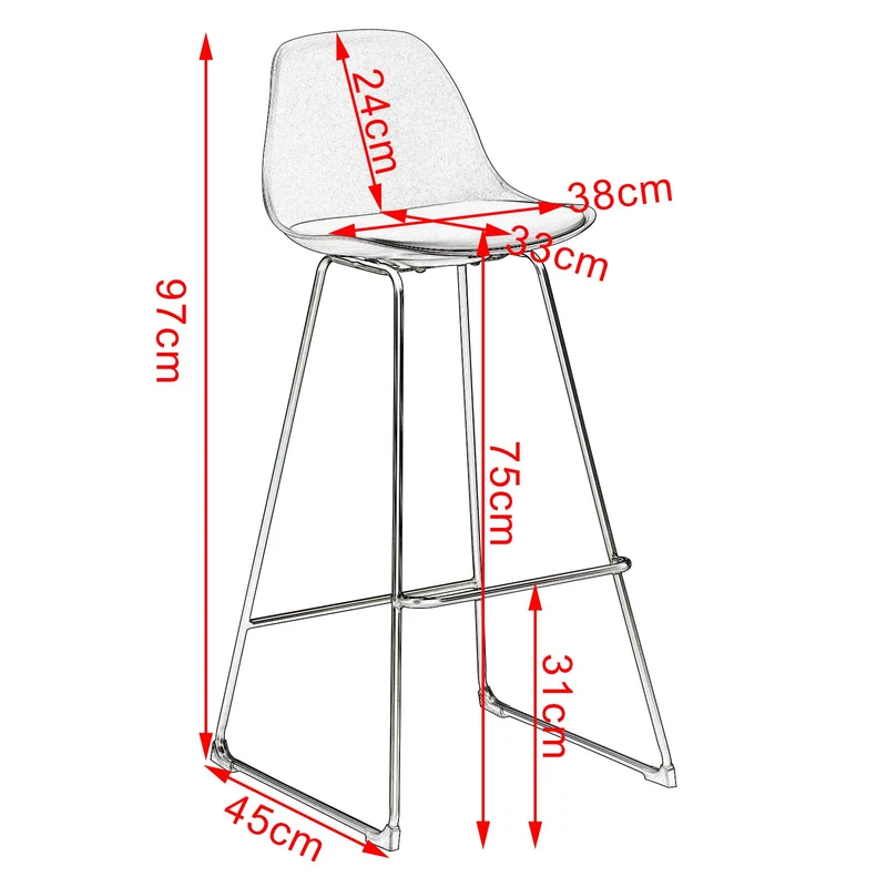 WOLTU Lot de 2 Tabourets de Bar Design en Similicuir et métal,Noir BH158sz-2