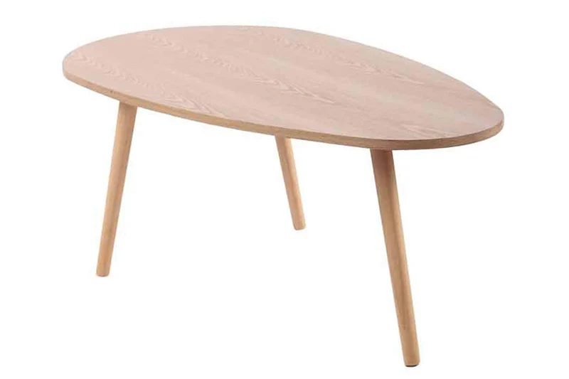 CLP Table Basse Herning I Table d'Appoint Design Plateau Élégant en MDF I 3 Pieds en Bois de Caoutchouc I Couleur : Nature, 120 cm