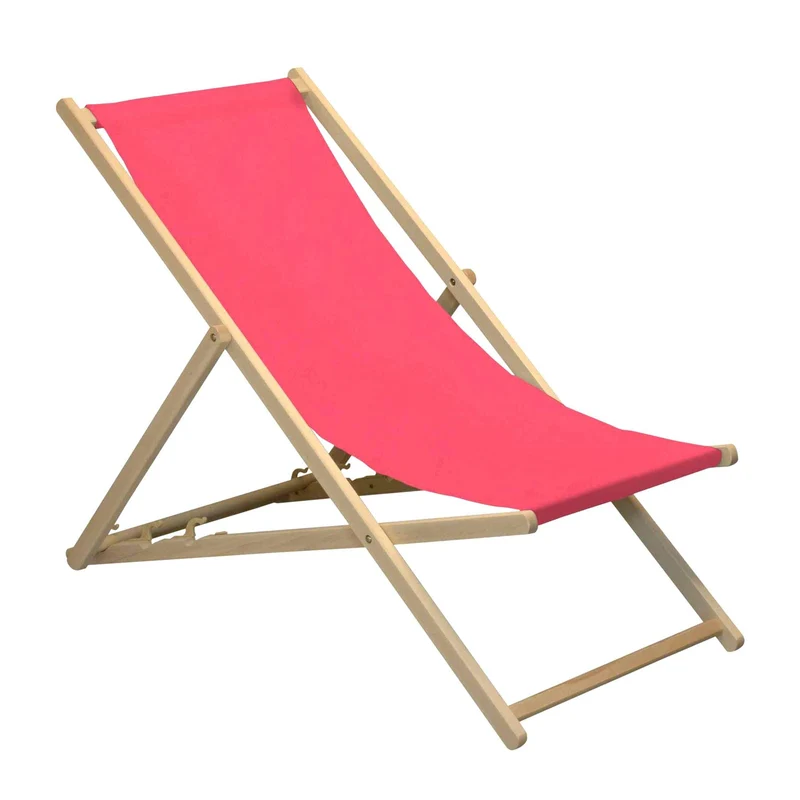 Harbour Housewares Transats pliants en Bois - Traditionnel/Ajustable - Plage/Jardin - Rose - Lot de 2
