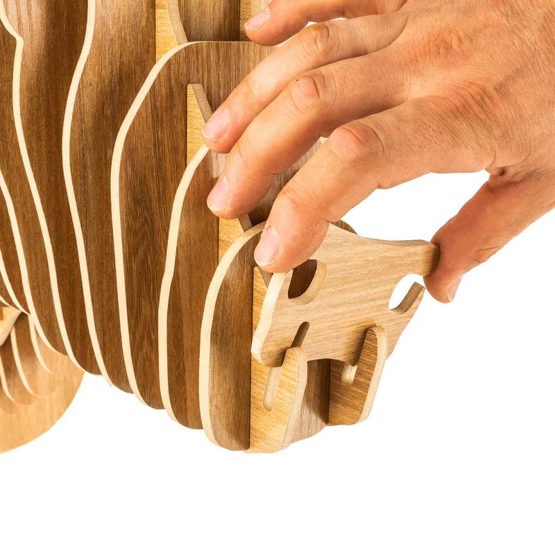 bambuswald Tête d'animal en Bois - Trophée/Décoration en Optique 3D - Taureau 48x36x30 pour Chambres d'enfants, Chambres d'enfants et Chambres de bébé | + Manuel Allemand