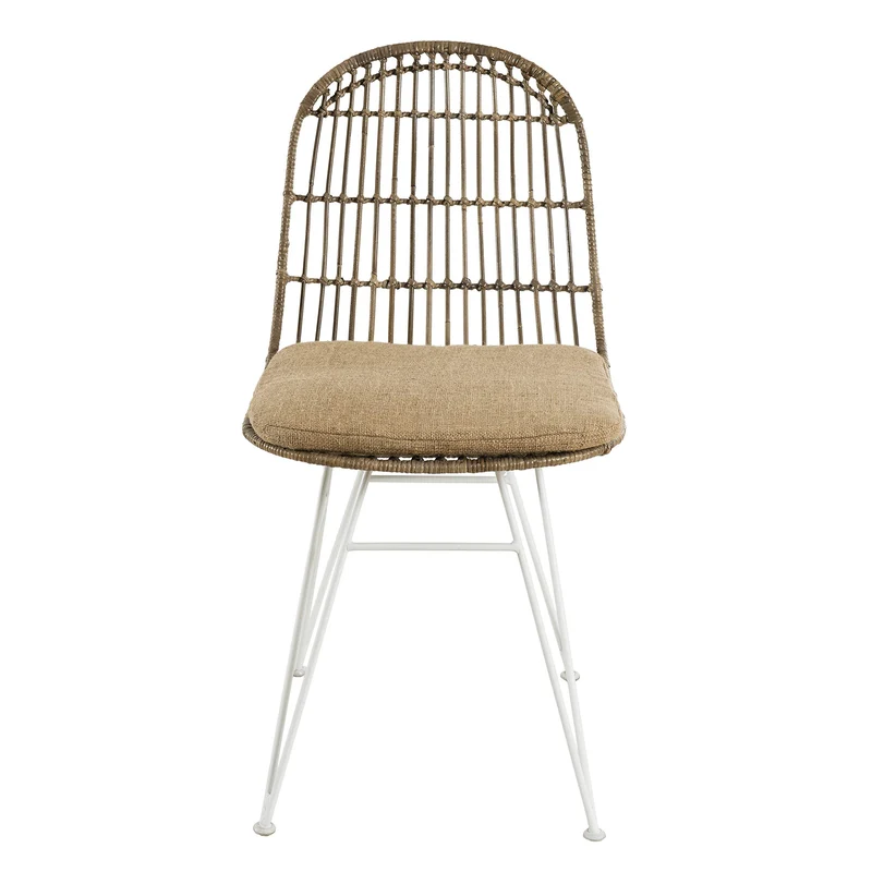 MACABANE Lot de 2 Chaises, Pieds en Métal, Beige/Blanc, 45 x 62 x 85 cm