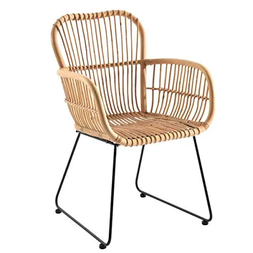KOH DECO Fauteuil Nabire en rotin jawit et métal
