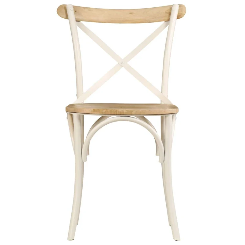 vidaXL 2X Bois Manguier Solide Chaise à Dossier Croisé Blanc Chaise de Cuisine