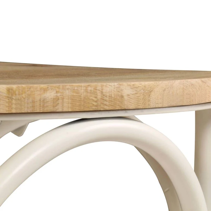 vidaXL 2X Bois Manguier Solide Chaise à Dossier Croisé Blanc Chaise de Cuisine
